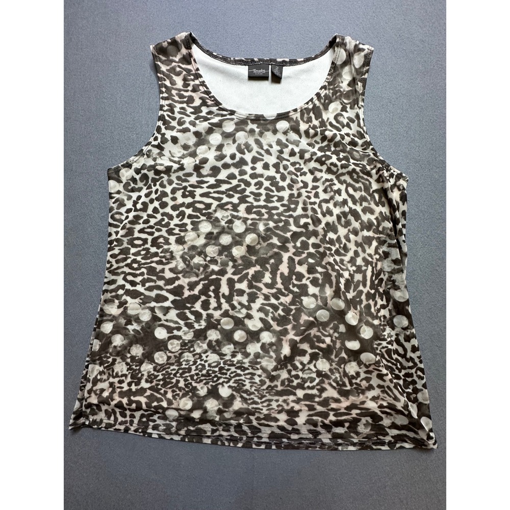 Chico's Travelers Collection Leopard Tank Top Brown Cream Size 2 Large-46